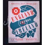 1938/1939 England v Ireland full international match programme 16 November 1938 at Old Trafford;