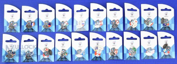 2019 RWC Official Lapel Badge Collection (20): 20-badge, new with tags, mint collection of