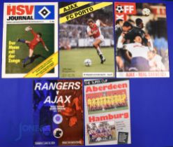 European Super Cup final match programmes 1973 Glasgow Rangers v Ajax, 1983 Aberdeen v Hamburg, 1983