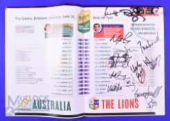 2001 British and I Lions Signed Rugby Programme: The fine large First Test issue, boldly signed by
