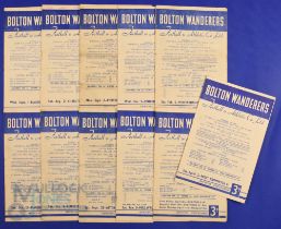 1954/55 Bolton Wanderers home match programmes to include Charlton Athletic, Blackpool,