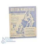 1947/48 Bolton Wanderers v Burnley Div. 1 match programme 3 January 1948; good. (1)