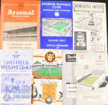1952/53 Manchester Utd away match programmes to include Derby County, Aston Villa, Wolves (Sellotape