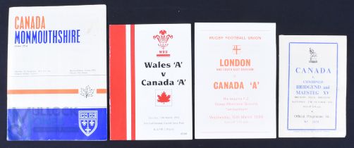 1962-1994 Canada in the UK etc Rugby Programmes (4): 1962 v Bridgend/Maesteg; 1971 v Mon U25s