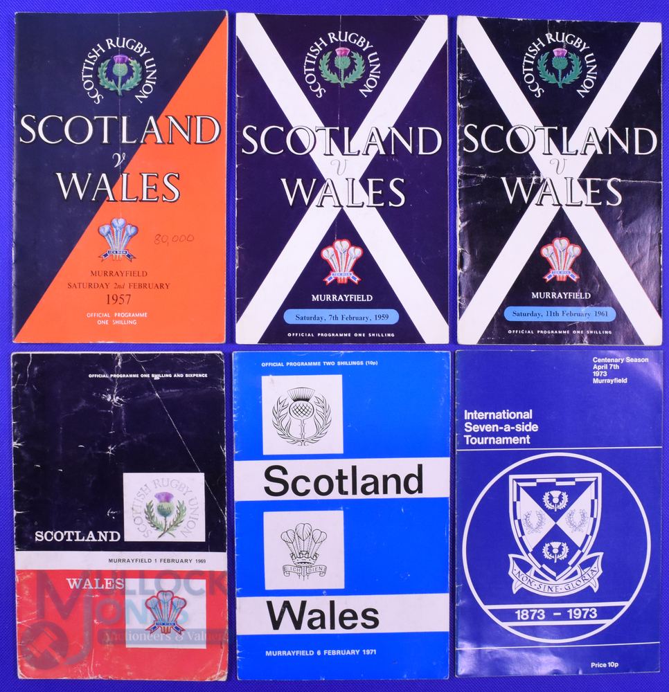 1957-1973 Scottish Home Rugby Programmes (6): v Wales 1957, 59, 61, 69 and 1971 (Wales Grand Slam)
