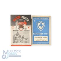 1954/55 Leicester City v Manchester Utd Div. 1 match programme 9 April 1955 (crease); reverse