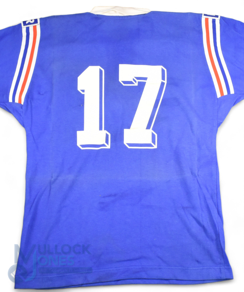 1993 France Franck Mesnel Blue Rugby Jersey: Attractive jersey from a very attractive on field - Image 3 of 4