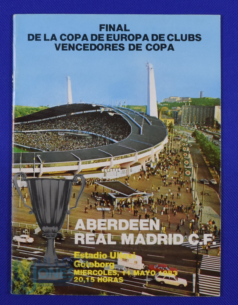 1983 European Cup Winners Cup final at Gothenburg 11 May 1983 match programme, Aberdeen v Real