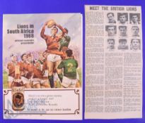 1968 British and I Lions Rugby, Souvenir Tour Programme etc (3): Large colourful SA preview