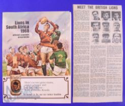 1968 British and I Lions Rugby, Souvenir Tour Programme etc (3): Large colourful SA preview