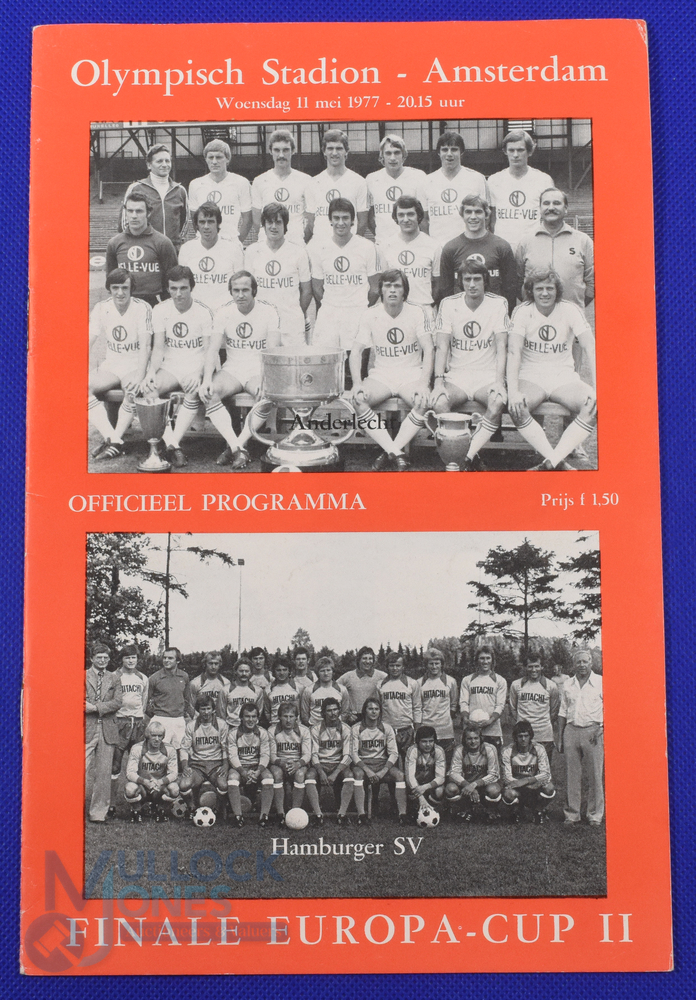 1977 European Cup Winners Cup final Anderlecht v Hamburg SV match programme 11 May 1977 at Olympic