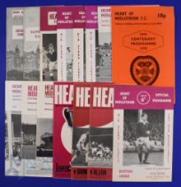 Collection of Hearts home match programmes 1957/58 Dundee (SLC), 1964/65 Hibernian (Summer Cup),