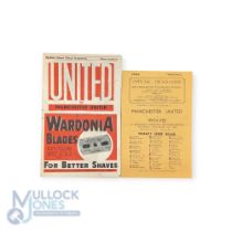 1946/47 Manchester Utd away match programmes v Sheffield Utd (12 October) (fair), Wolves (30