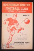 1960/61 Football League Cup s/f 1st leg Rotherham Utd v Shrewsbury Town at Millmoor 21 March 1961;