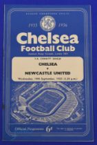 1955 Charity Shield Chelsea v Newcastle Utd match programme 14 September 1955; team changes, overall