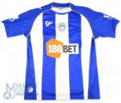 2009/10 Hugo Rodallega No 20 Wigan Athletic match worn home football shirt in blue and white,