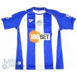 2009/10 Hugo Rodallega No 20 Wigan Athletic match worn home football shirt in blue and white,