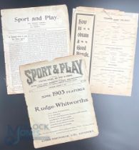 Sport and Play Football Issue Birmingham Publication 4th January 1902 featuring team fixtures and