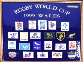 1999 RWC Framed and Mounted National Rugby Badges: limited edition 1830/4000, terrific mounted,