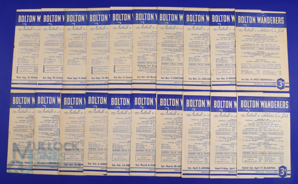 1953/54 Bolton Wanderers home match programmes v Middlesbrough, Liverpool, Sheffield Wednesday,