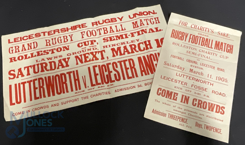 Original Posters Rugby Football Match Leicestershire Rugby Union Rolleston Charity Cup Semi-Final - Image 2 of 4