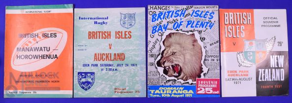 1971 British and I Lions Rugby Programmes (4): v NZ 4th test, and v Auckland, Manawatu-Horowhenua