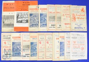 1936-53 England and Wales H and A Rugby Programmes (18): Some duplication, a few grubby and poor but