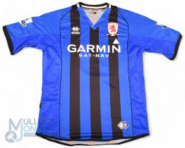 2008/09 Mido No 9 Middlesbrough match worn away football shirt in blue and black, Errea/Garmin,