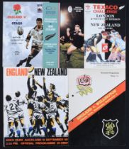 1973-1997 NZ and English Rugby Programmes (5): NZ (Eng win) and Wellington (p/h) v England, 1973;