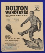 1950/51 Bolton Wanderers home match programme v Burnley Div. 1 10 February 1951; good. (1)