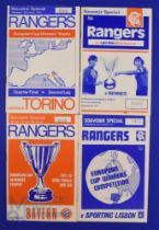 1971/72 European Cup Winners Cup match programmes Rangers v Rennes, v Sporting Lisbon, v Torino, v