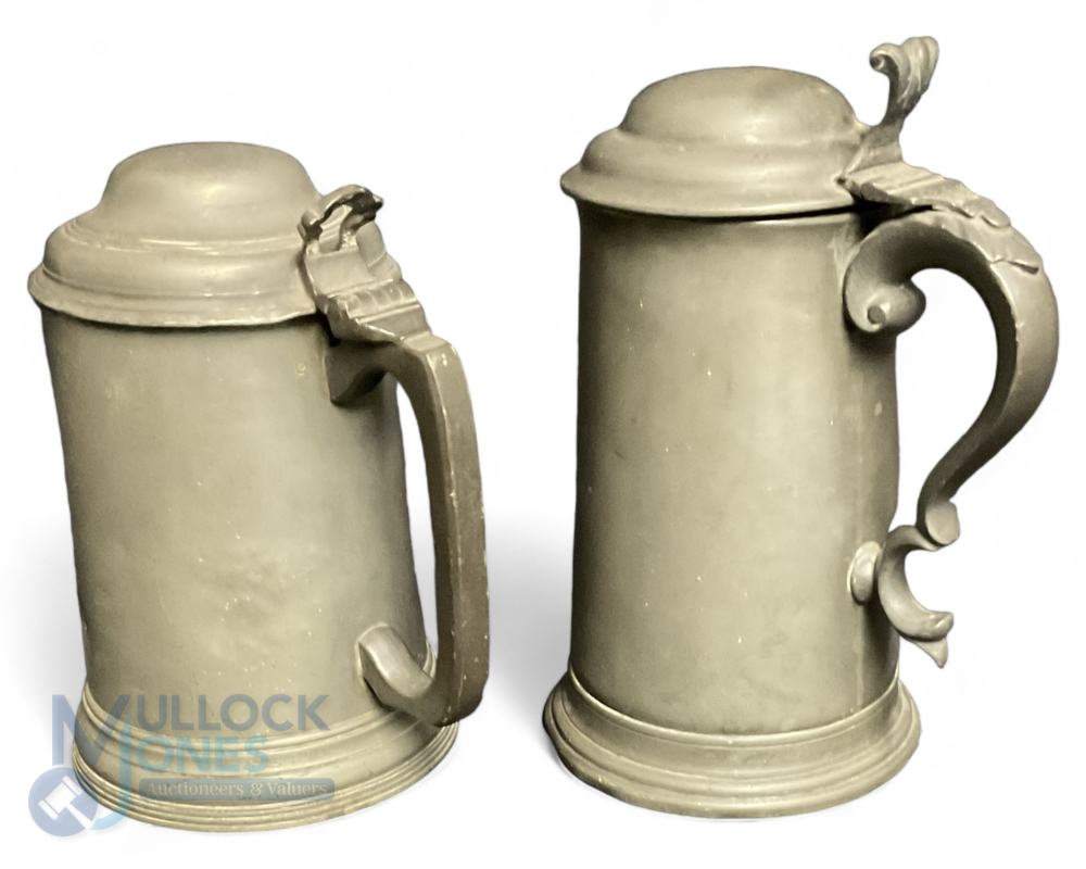 Marlborough College 19th century Pewter lidded Tankards 1876 Drop Kick named to A House and 1877 - Image 4 of 4