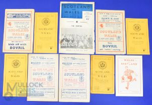 1948-54 Scotland and Wales H and A Rugby Programmes (11): With some duplication, a few poor, many G,