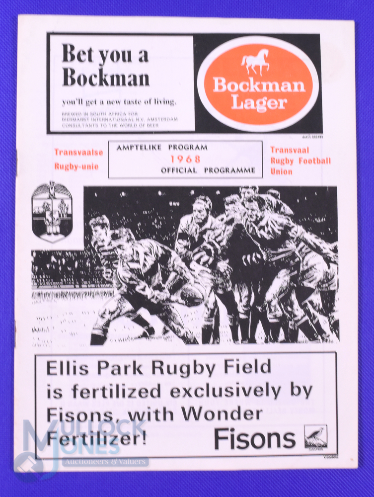 1968 British and I Lions Rugby Programme v S Africa, 4th Test: v the Springboks at Ellis Park, Jo'