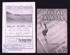 1945/46 Cardiff City v WBA FAC match programme 5 January 1946; 1947/48 Crystal Palace v Port Vale