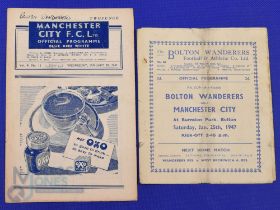 1946/47 FAC 3rd round + replay; Bolton Wanderers v Manchester City 25 January 1947 + Manchester City