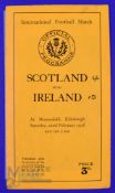 Scarce 1936 Scotland v Ireland Rugby Programme: 10-4 Irish win. Standard Murrayfield slim orange 8