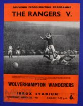 1961 Rangers v Wolves official souvenir match programme European Cup Winners Cup semi/final at