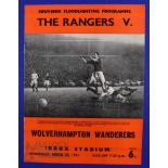 1961 Rangers v Wolves official souvenir match programme European Cup Winners Cup semi/final at