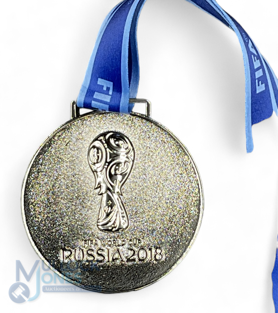 Russia 2018 FIFA World Cup Medal with blue neck ribbon - Image 2 of 2