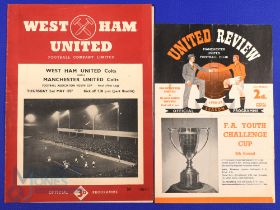 1956/57 FA Youth Cup final West Ham Utd v Manchester Utd 1st leg 2nd May 1957 (large 4 page,