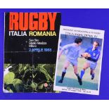 Rare 1986/88 Italy Interest Rugby Programmes (2): v an England XV (Rome) 1986 and v Romania (fold,