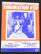 1952/53 Coronation Cup Glasgow Celtic v Manchester Utd s/f match programme (also covers Hibernian