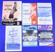 Selection of Linfield home match programmes 1956/57 Newcastle Utd (floodlights opening), 1957/58 All