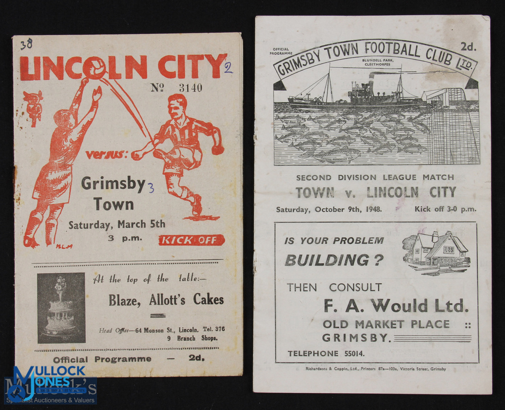 1948/49 Lincoln City v Grimsby Town Lincolnshire Cup final football programme 14 May 1949; rusty - Image 4 of 4