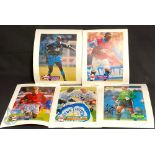 Autographed Magazine prints mounted on card - Leeds Utd Hasslebaink, Haaland, Nigel Martin Martyn,