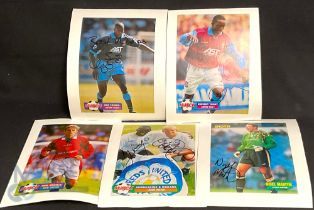 Autographed Magazine prints mounted on card - Leeds Utd Hasslebaink, Haaland, Nigel Martin Martyn,