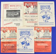 Shrewsbury Town away match programmes 1951/52 Bristol City (poor), Bristol Rovers (poor), 1952/53