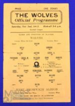 1943/44 Wolverhampton Wanderers v West Bromwich Albion War league match programme 2 October 1943;