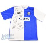 1997/98 Blackburn Rovers Multi-Signed home football shirt in blue and white, Asics/CIS, size L,